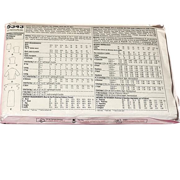 Simplicity 5343 Misses 6-12 Camisole Top Kimono Skirt Obi Belt Circa 2003 New FF - Picture 6 of 10